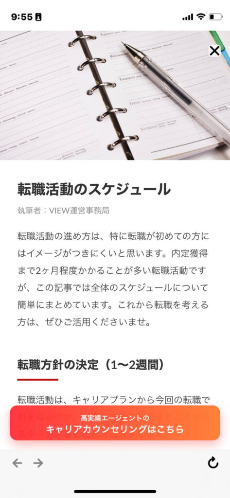 転職アプリVIEWの転職スケジュール